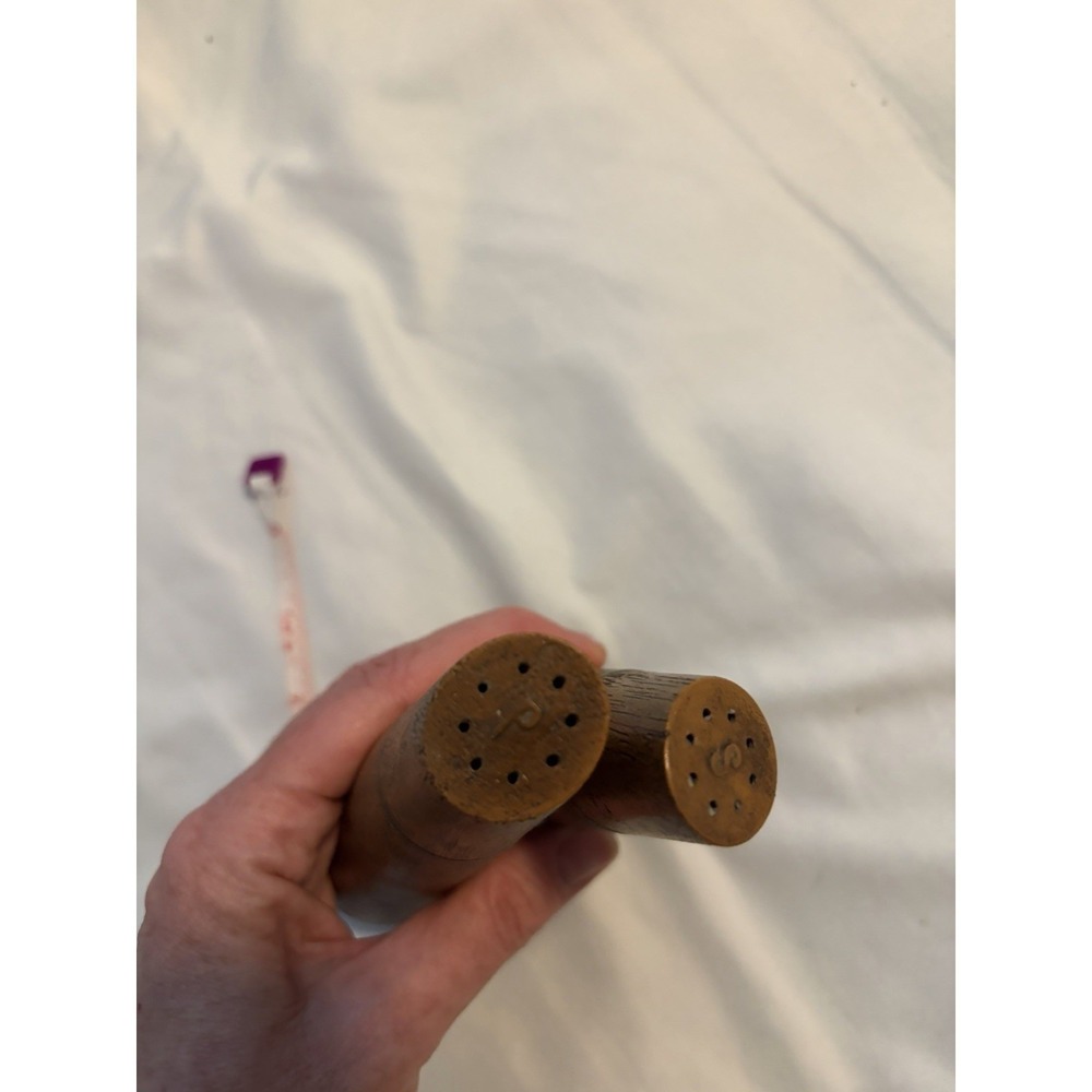 Vintage Salt and Pepper Shakers MCM Tapered Wood Brown Mid Century Modern - Picture 5 of 6